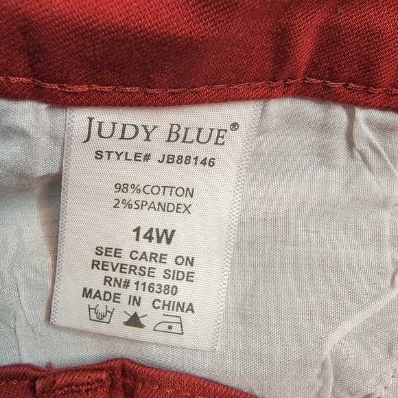 Judy Blue Jeans Sz 14 W High Rise Stretch Skinny Fit  Terracotta Burgundy - Picture 10 of 10